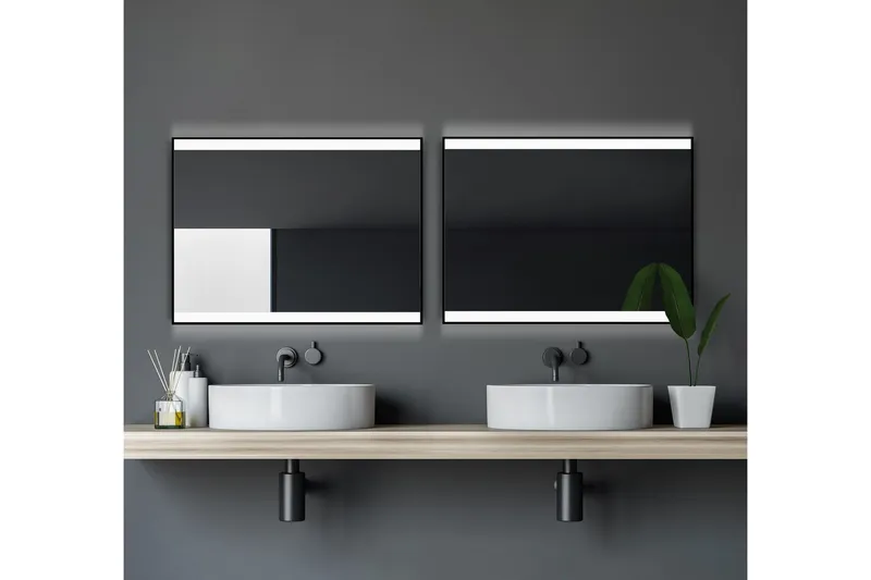 Knutby Badrumsspegel 80x60 cm LED-belysning - Svart — Svart
