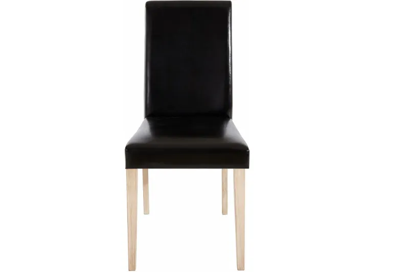 Köksstol Bahra Konstläder 2-pack - Svart|Ljus Trä — Loft24