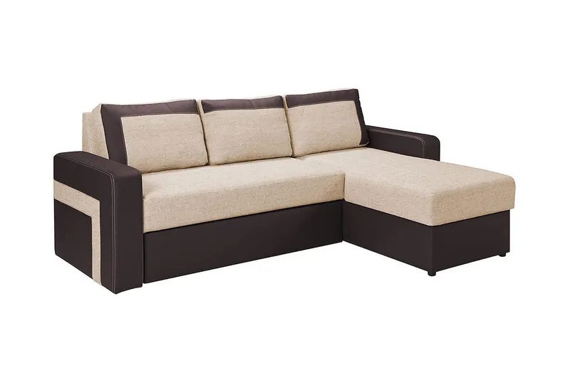 Kolder Divanbäddsoffa 234x156x82 cm - Beige/Brun — Beige/Brun