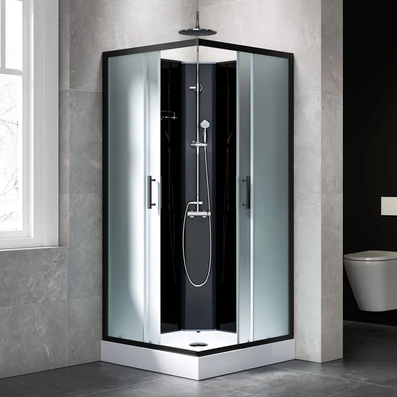 Komplett duschkabin 90x90cm \| Regndusch \| Svart