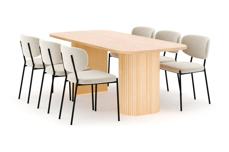 Kopparbo Matbord 200 cm med 6 Gemmiano Stolar - Natur — Bark