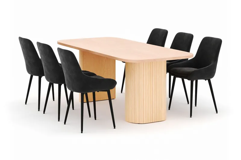 Kopparbo Matgrupp 200x90cm med 6 Alsarp Matstolar - Natural (Art.nr 3094606) — Scandinavian Choice