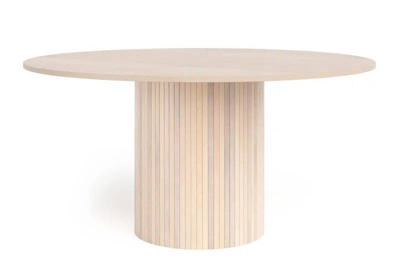 Kopparbo Runt Matbord 150 cm - Vitlaserad Ek / Trä / Ribbad — Bark
