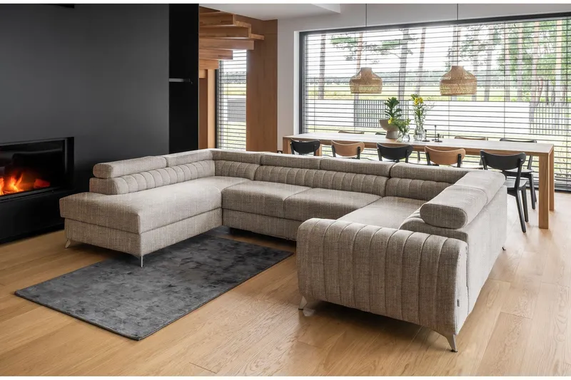 Kotori Hörnbäddsoffa m. Schäslong - Beige (Art.nr 1565290) — Beige
