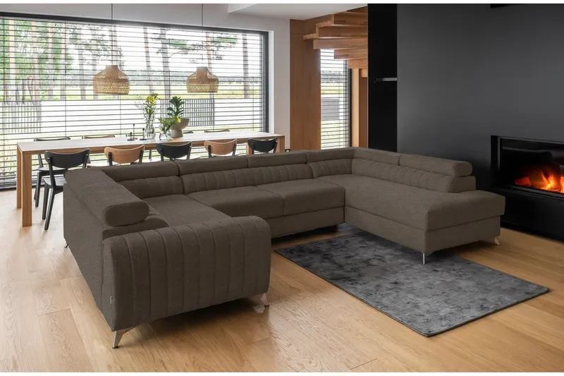 Kotori Hörnbäddsoffa m. Schäslong - Brun (Art.nr 1565408) — Brun