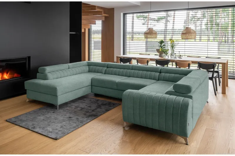 Kotori Hörnbäddsoffa m. Schäslong - Ljusgrön (Art.nr 1565303) — Ljusgrön