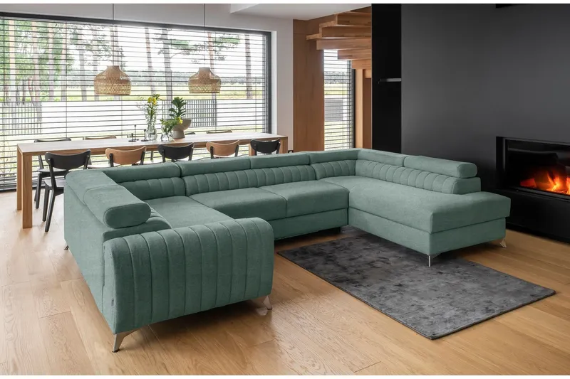 Kotori Hörnbäddsoffa m. Schäslong - Ljusgrön (Art.nr 1565135) — Ljusgrön