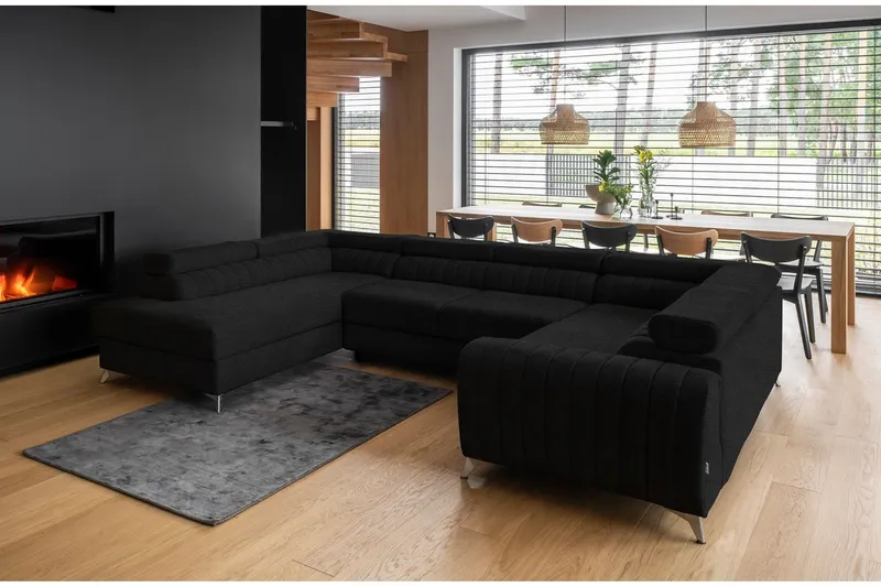 Kotori Hörnbäddsoffa m. Schäslong - Svart (Art.nr 1565261) — Svart