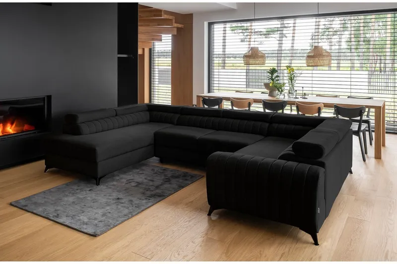 Kotori Hörnbäddsoffa m. Schäslong - Svart (Art.nr 1565368) — Svart