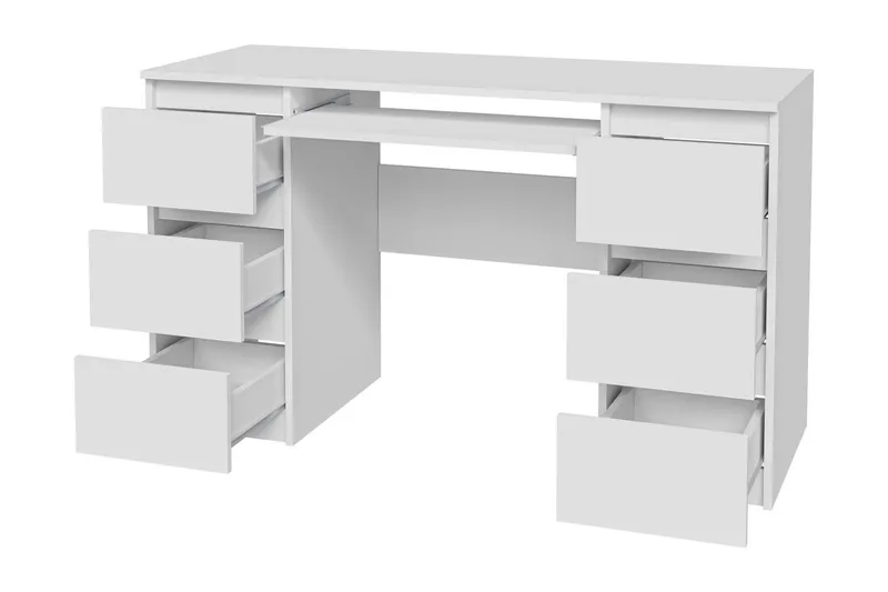 Kubana Skrivbord 130 cm med Förvaring Lådor - Grå/Vit — Grå/Vit