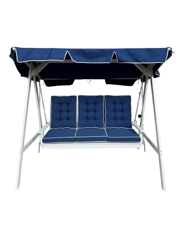 Landet Hammock utomhus gunga med tak 195x125x159 - Blå / Vit — KWA