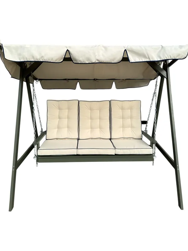 Landet Hammock utomhus gunga med tak 195x125x159 - Vit / Mörkgrön — KWA