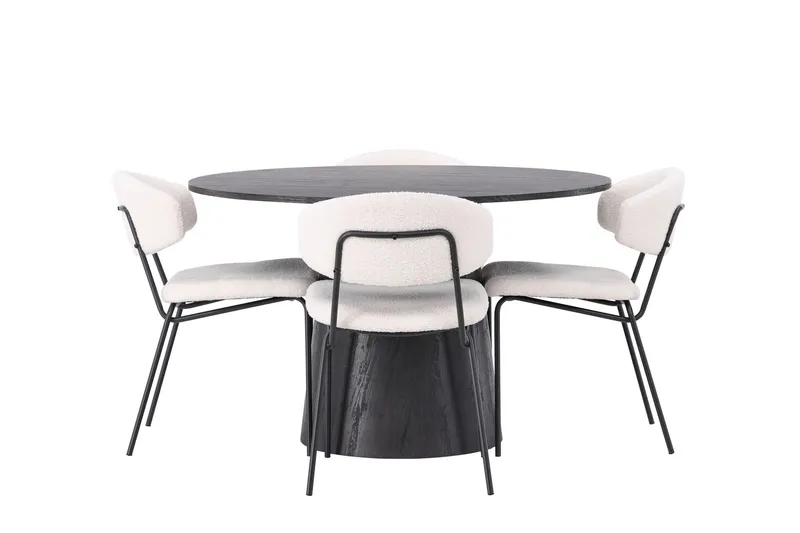Lanzo Matgrupp 120 cm Rund med 4 Chico Stolar - Mocca — Venture Home