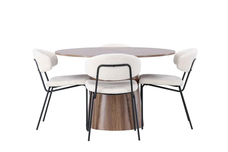 Lanzo Matgrupp 120 cm Rund med 4 Chico Stolar - Natur — Venture Home