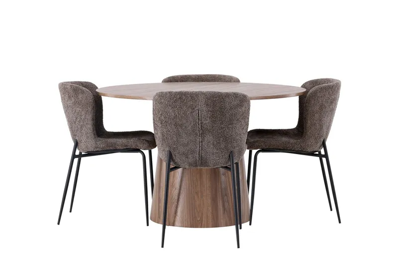 Lanzo Matgrupp 120 cm Rund med 4 Modesto Stolar - Natur (Art.nr 3061689) — Venture Home