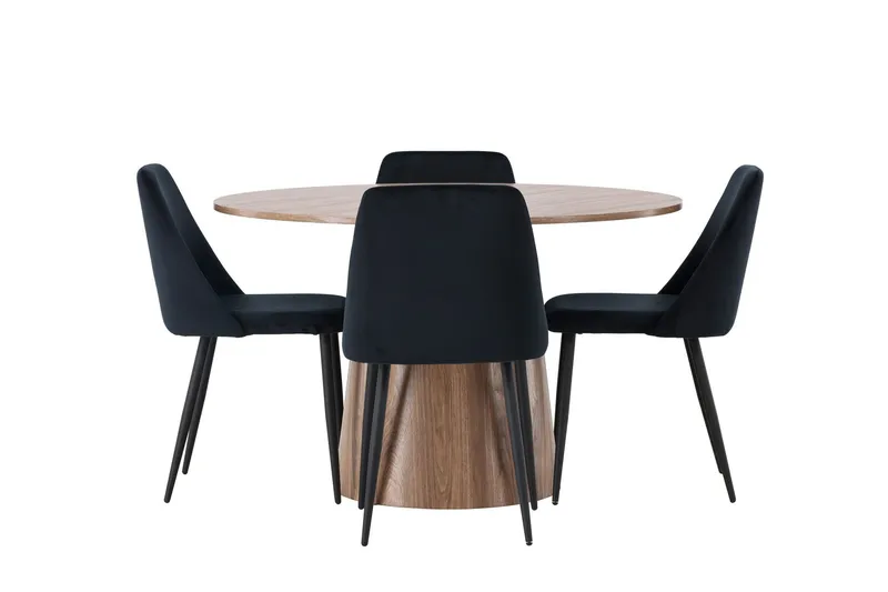 Lanzo Matgrupp 120 cm Rund med 4 Night Stolar - Natur — Venture Home