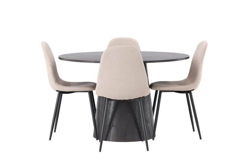 Lanzo Matgrupp 120 cm Rund med 4 Polar stolar - Beige — Venture Home