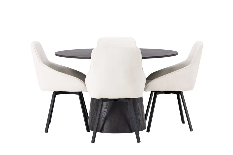 Lanzo Matgrupp 120 cm Rund med 4 Rosie stolar - Beige — Venture Home