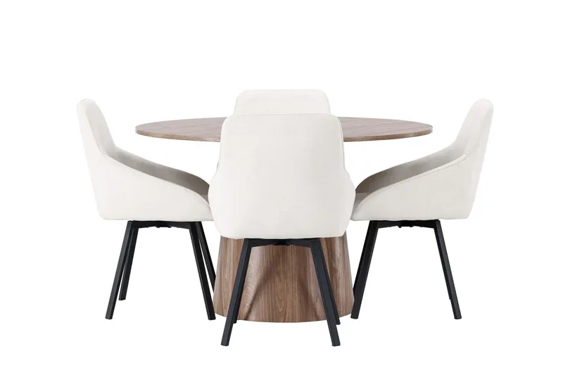 Lanzo Matgrupp 120 cm Rund med 4 Rosie Stolar - Natur — Venture Home