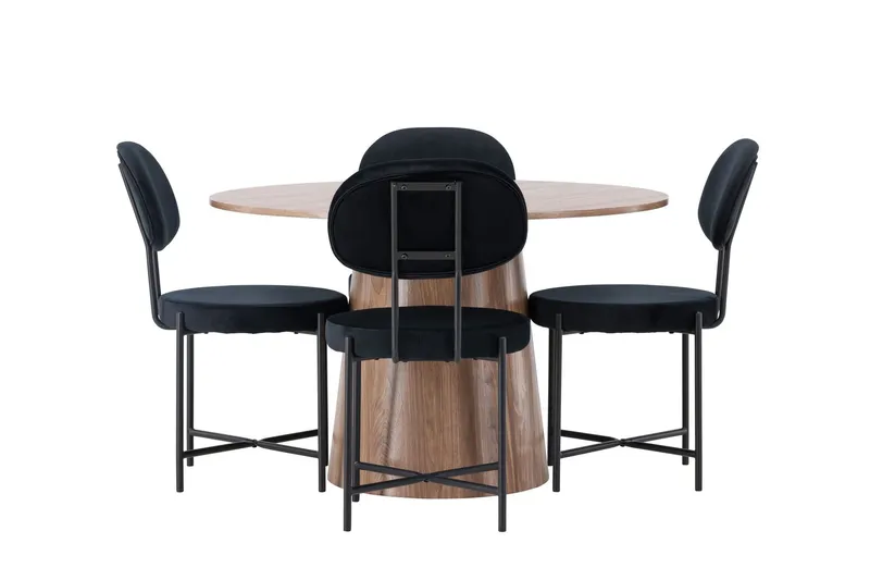Lanzo Matgrupp 120 cm Rund med 4 Stella Stolar - Natur — Venture Home