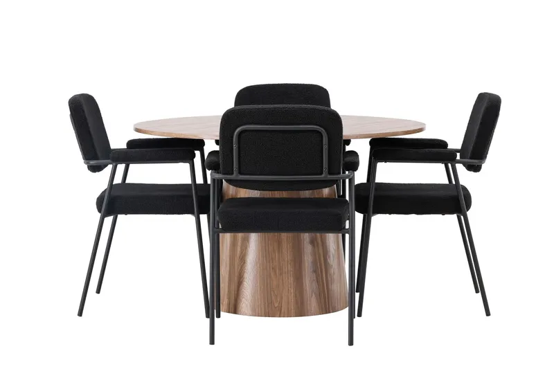 Lanzo Matgrupp 120 cm Rund med 4 Yesterday Stolar - Natur — Venture Home