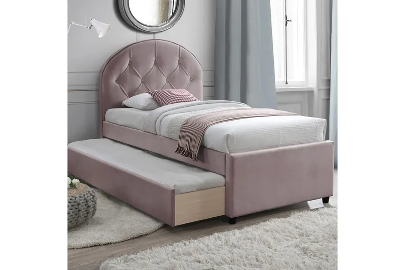 Lara Säng med extra säng utdragbar Förvaring 90x200 cm - Rosa — Rosa