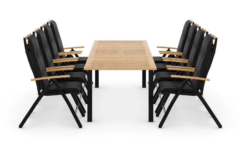 Las Vegas Matgrupp 220-280x100+ 8 Stolar m Dyna - Svart/Teak — Svart/Teak