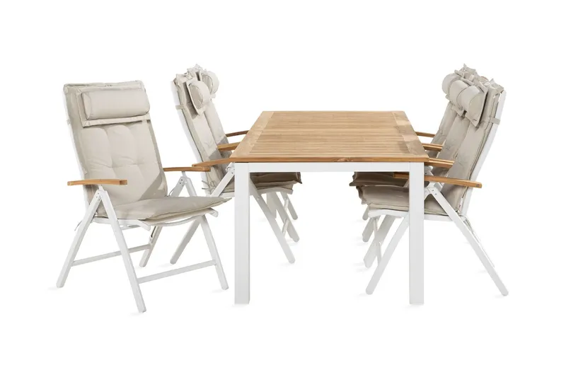 Las Vegas Matgrupp Utomhus 100x220-280 + 6 Stolar m Dyna - Vit/Teak/Offwhite — Vit/Teak/Offwhite