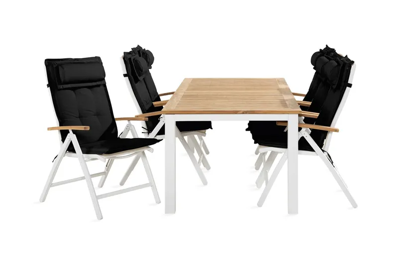 Las Vegas Matgrupp Utomhus 100x220-280 + 6 Stolar m Dyna - Vit/Teak/Svart — Vit/Teak/Svart