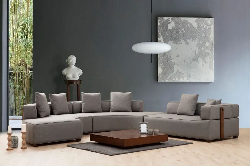 Lasalle Svängd Soffa 6-sits - Grå (Art.nr 1720520) — Grå