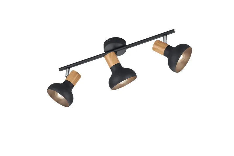 Latika Spotlight 3L E14 mattsvart/ trä - Matt svart/Trä — Trio Lighting