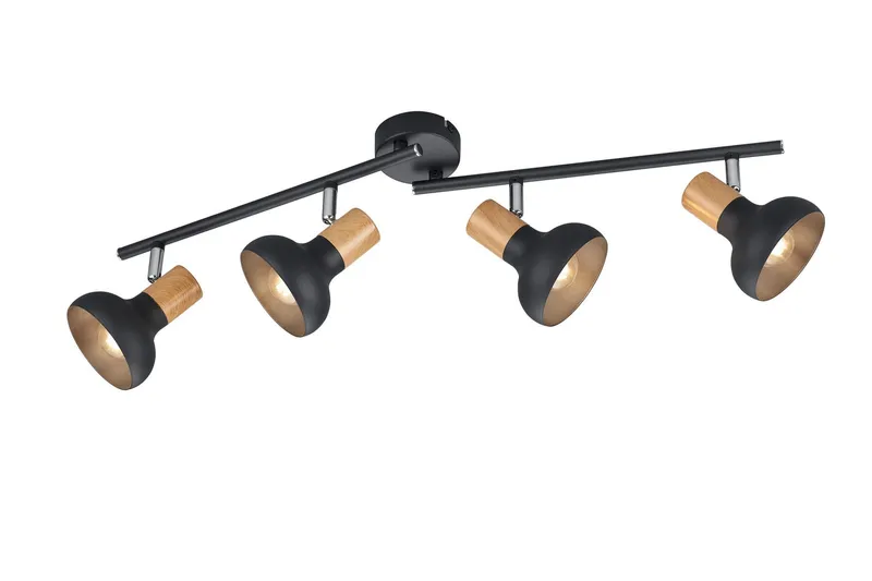 Latika Spotlight 4L E14 mattsvart/ trä - Matt svart/Trä — Trio Lighting