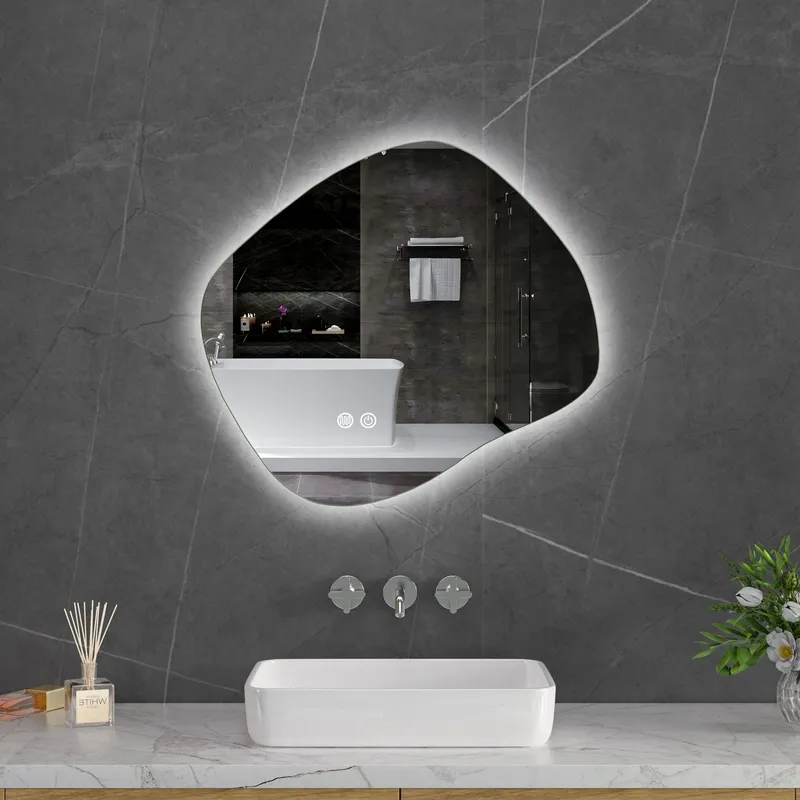 LED-spegel 60x55 cm \| Anti-Fog \| Högkvalitativ kopparfri spegel \| Lyfco