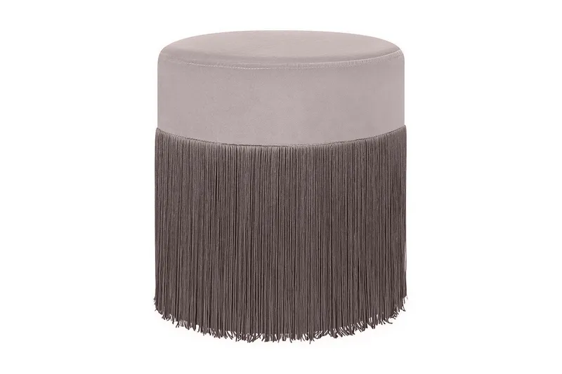 Lefurgy Sittpuff med Fransar Sammet - Beige — Beige