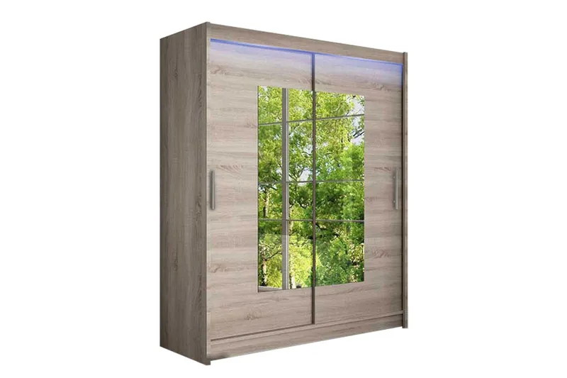 Leila Garderob med Spegel 150x200 cm - Beige (Art.nr 3067594) — Beige