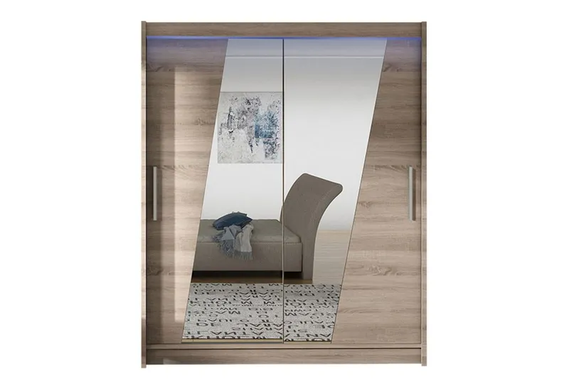 Leila Garderob med Spegel 150x200 cm - Beige (Art.nr 3067620) — Beige