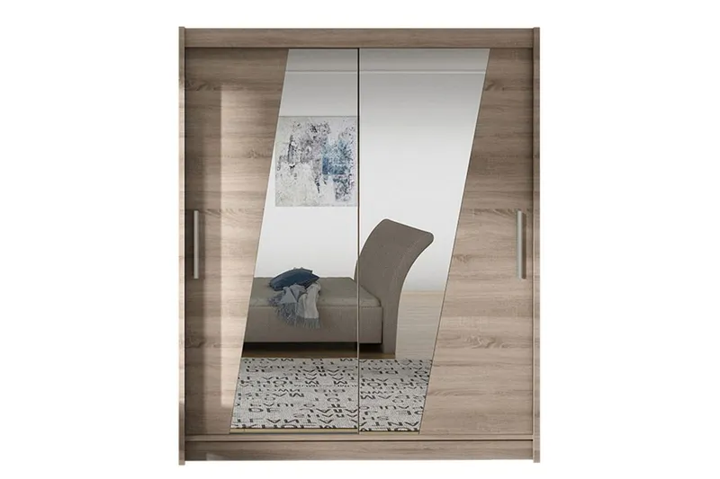 Leila Garderob med Spegel 150x200 cm - Beige (Art.nr 3067666) — Beige