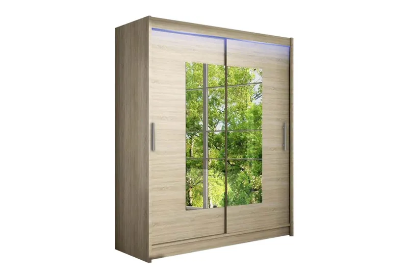 Leila Garderob med Spegel 150x200 cm - Beige (Art.nr 3067774) — Beige
