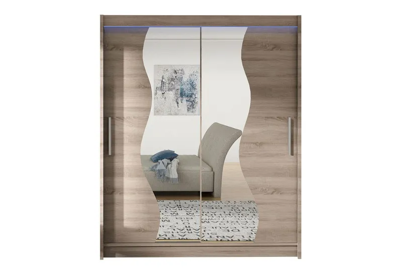 Leila Garderob med Spegel 150x200 cm - Beige (Art.nr 3067777) — Beige