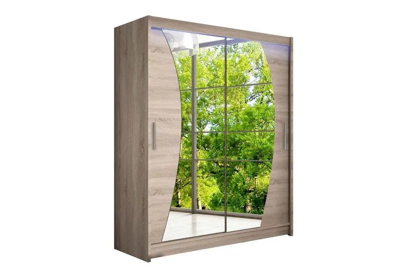 Leila Garderob med Spegel 150x200 cm - Beige (Art.nr 3067843) — Beige