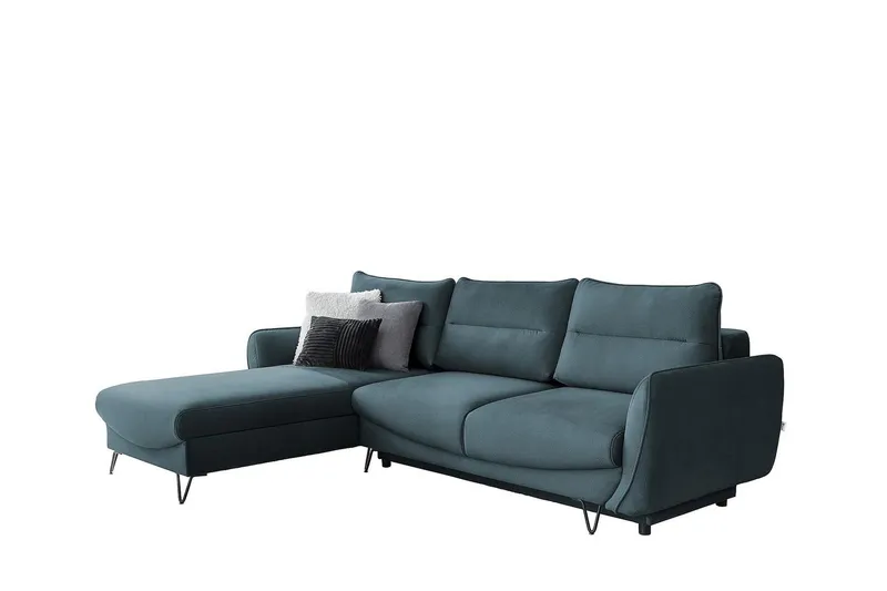 Lence Bäddsoffa m. Divan Förvaring - Blå/Grön/Grå — Blå/Grön/Grå