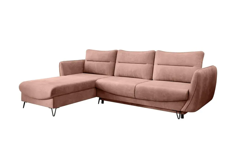 Lence Bäddsoffa m. Divan Förvaring - Ljusrosa (Art.nr 1596965) — Ljusrosa