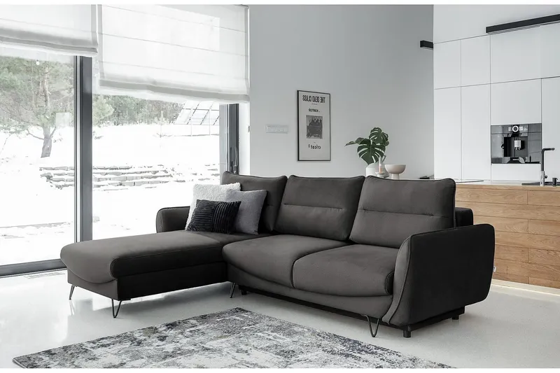 Lence Bäddsoffa m. Divan Förvaring - Mörkgrå (Art.nr 1596879) — Mörkgrå