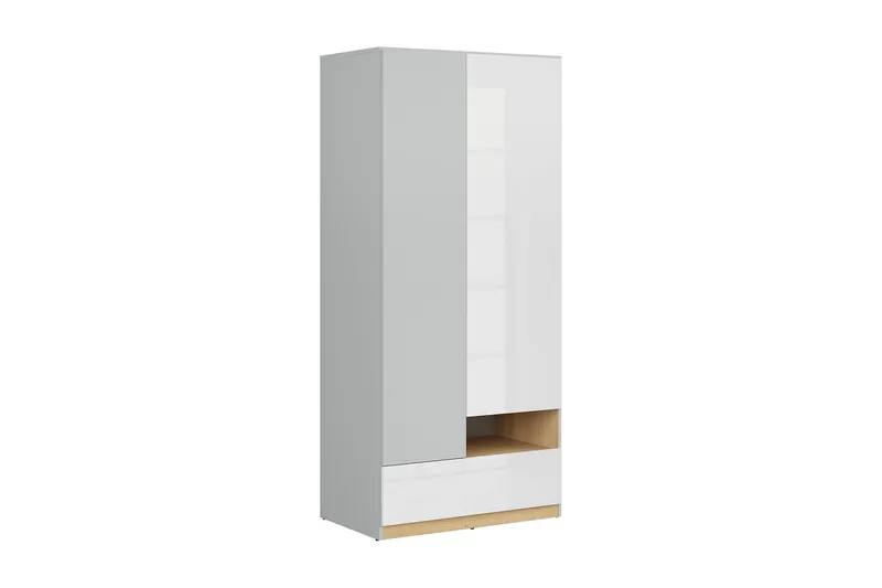 Leokkol Garderob 55 cm - Ljusgrå/Trä/Natur/Vit — Ljusgrå/Trä/Natur/Vit
