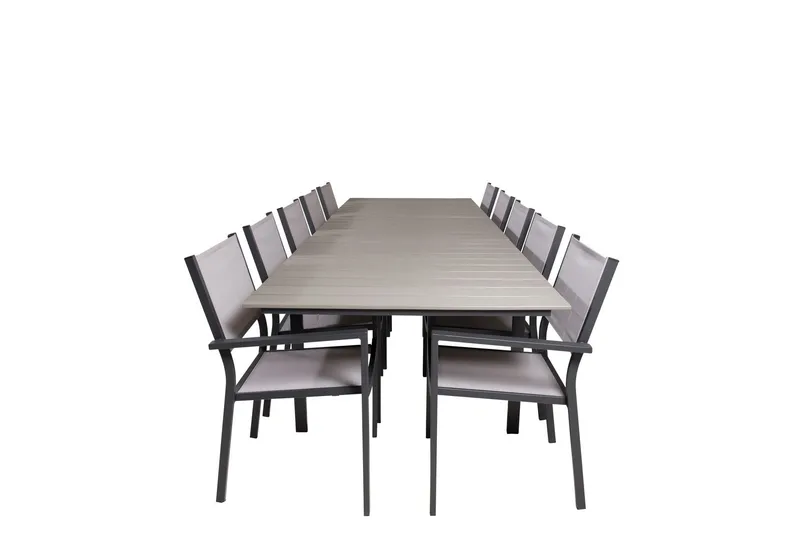 Levels Matgrupp Utomhus 225-325 cm Rektangulär med 10 Copacabana Utestolar - Grå — Venture Home