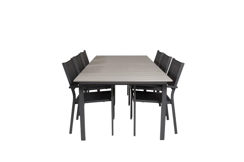 Levels Matgrupp Utomhus 230-310 cm Rektangulär med 6 Copacabana Utestolar - Svart — Venture Home