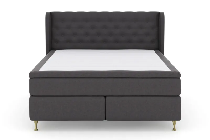 LEXI No 6 Sängpaket 180 Medium Memory/Pocket - Mörkgrå/Guld — Mörkgrå/Guld