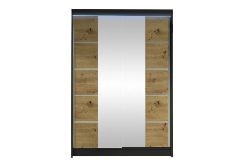 Liverpool Garderob m. Spegel 120x200 cm - Svart/Brun (Art.nr 3099937) — Svart/Brun