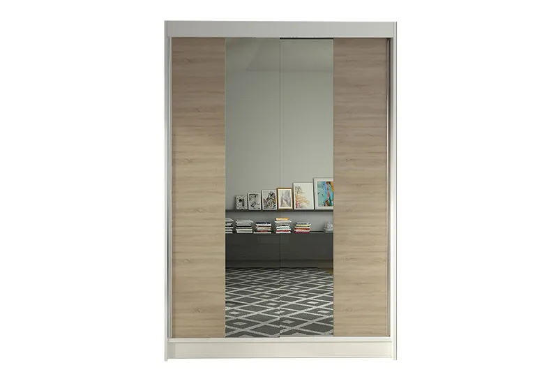 Liverpool Garderob med Spegel 120x200 cm - Brun/Vit (Art.nr 3067691) — Brun/Vit