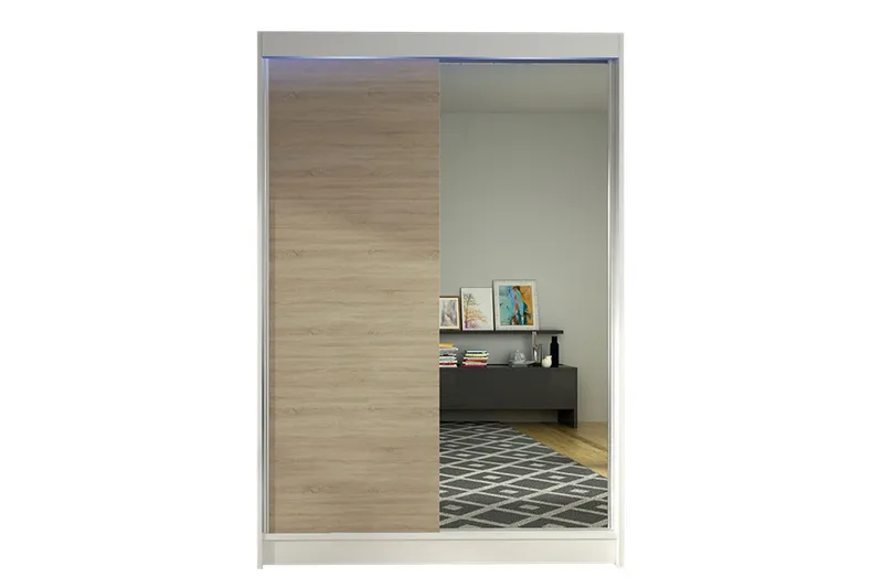 Liverpool Garderob med Spegel 120x200 cm - Brun/Vit (Art.nr 3067604) — Brun/Vit